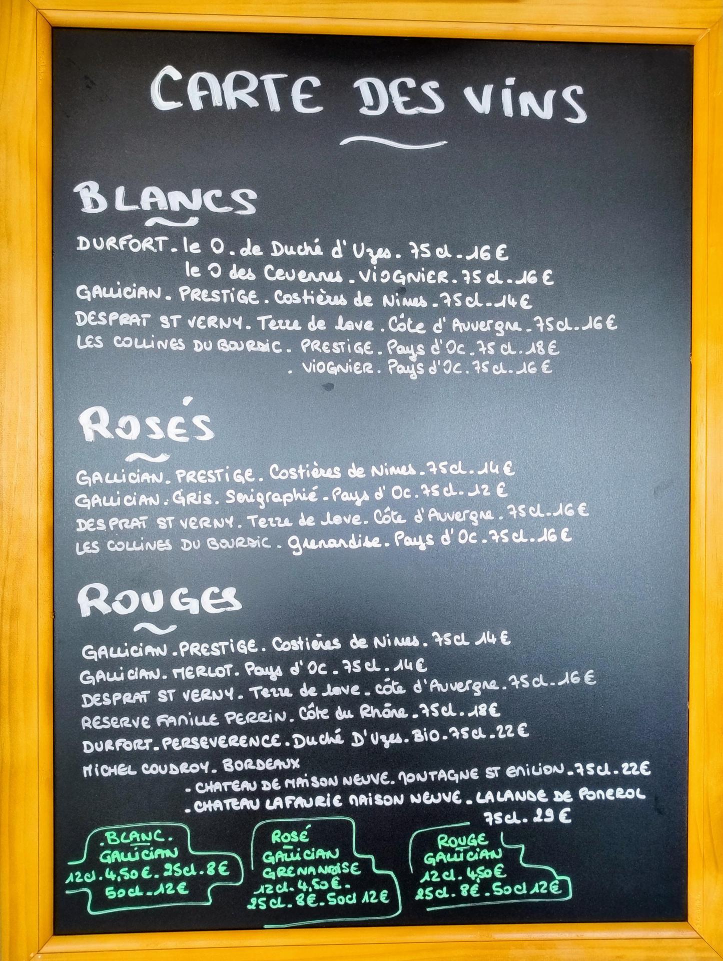 Carte des vins