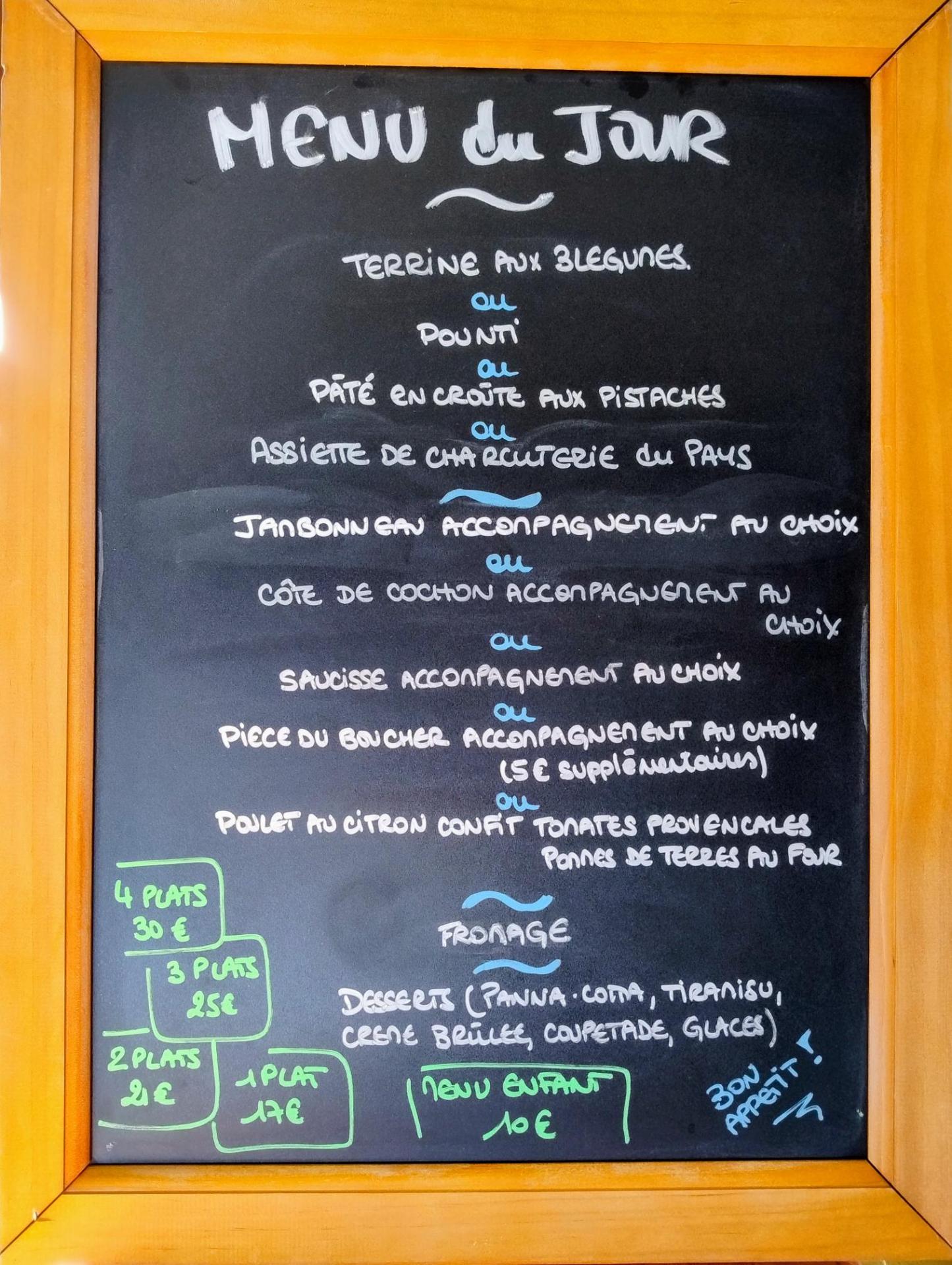 Carte menu juillet